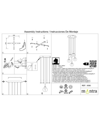 ANDROMEDA * LÁMPARA 5L- BASE REDONDO ORO - 8941(X2)+8938+8939+8940